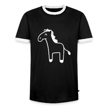 Cute Pony Horse Wildlife Animal Illustration - Men's Ringer Shirt - black/white - Front - AI Model Female 172 light (172cm) & AI Model Male 178 light (178cm)