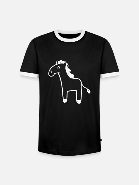 Süße Ponypferd-Tierillustration - Männer Kontrast-T-Shirt - Schwarz/Weiß