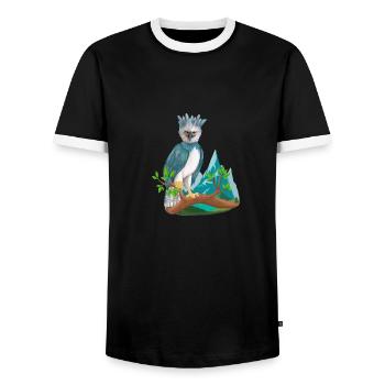 Harpy bird on branch - Men's Ringer Shirt - black/white - Front - AI Model Female 172 light (172cm) & AI Model Male 178 light (178cm)