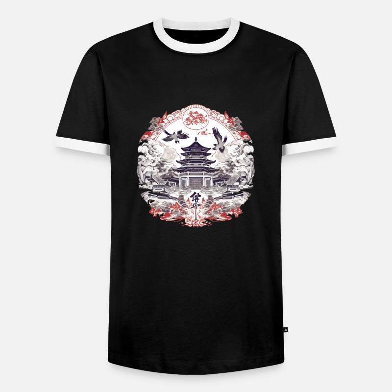 Chinese folklore - Men's Ringer Shirt - black/white
