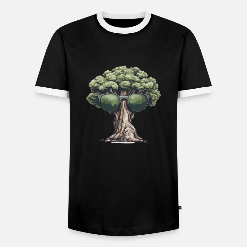 Tree with sunglasses - Men's Ringer Shirt - black/white