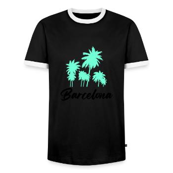 Barcelone - T-shirt contrasté Homme - noir/blanc - Devant - AI Model Female 172 light (172cm) & AI Model Male 178 light (178cm)