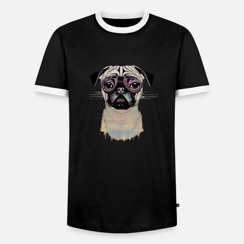 Mops - Männer Kontrast-T-Shirt - Schwarz/Weiß