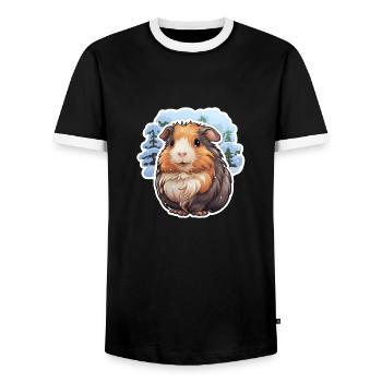 Winter guinea pig - Men's Ringer Shirt - black/white - Front - AI Model Female 172 light (172cm) & AI Model Male 178 light (178cm)