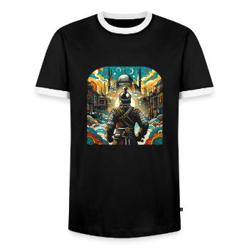 Guerrier ottoman - conquête d’Istanbul en 1453 - T-shirt contrasté Homme - noir/blanc - Devant - AI Model Female 172 light (172cm) & AI Model Male 178 light (178cm)