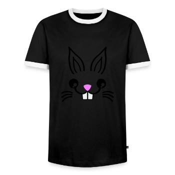 Bunny Rabbit - Men's Ringer Shirt - black/white - Front - AI Model Female 172 light (172cm) & AI Model Male 178 light (178cm)