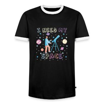 I Need My Space Astronomy Telescope Stargazer - Männer Kontrast-T-Shirt - Schwarz/Weiß - Vorne - AI Model Female 172 light (172cm) & AI Model Male 178 light (178cm)