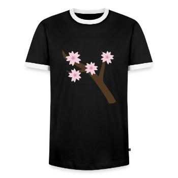 Branche de Sakura - T-shirt contrasté Homme - noir/blanc - Devant - AI Model Female 172 light (172cm) & AI Model Male 178 light (178cm)