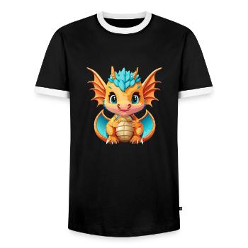 Drachen Blau Orange - Männer Kontrast-T-Shirt - Schwarz/Weiß - Vorne - AI Model Female 172 light (172cm) & AI Model Male 178 light (178cm)