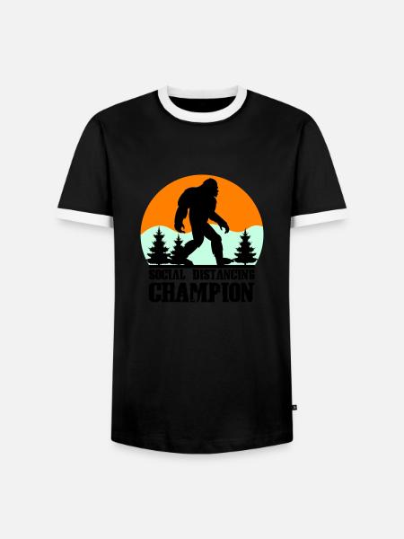 big foot social distancing - Men's Ringer Shirt - black/white