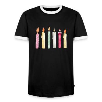 6e anniversaire bougie - T-shirt contrasté Homme - noir/blanc - Devant - AI Model Female 172 light (172cm) & AI Model Male 178 light (178cm)