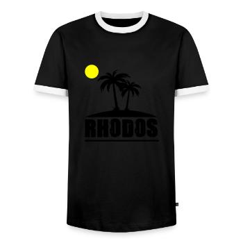 rhodos - Männer Kontrast-T-Shirt - Schwarz/Weiß - Vorne - AI Model Female 172 light (172cm) & AI Model Male 178 light (178cm)