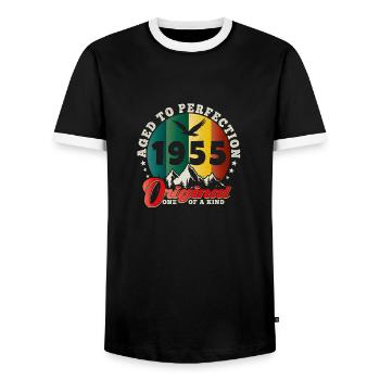 Jahrgang 1955 Geburtstag - 1955 Retro Geschenkidee - Männer Kontrast-T-Shirt - Schwarz/Weiß - Vorne - AI Model Female 172 light (172cm) & AI Model Male 178 light (178cm)