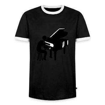 Piano Keys Instrument Playing Classical Music - Men's Ringer Shirt - black/white - Front - AI Model Female 172 light (172cm) & AI Model Male 178 light (178cm)