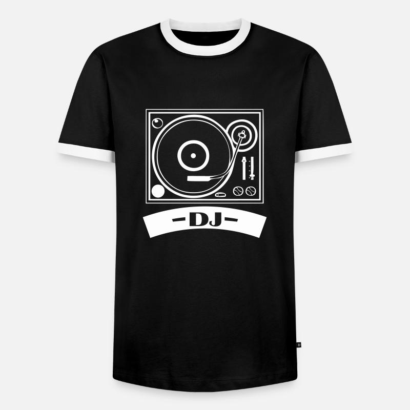 turntable dj - Männer Kontrast-T-Shirt - Schwarz/Weiß