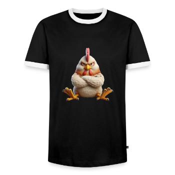 grim 1 - Men's Ringer Shirt - black/white - Front - AI Model Female 172 light (172cm) & AI Model Male 178 light (178cm)