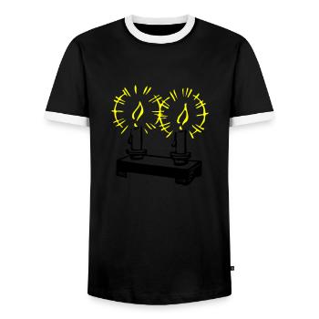 kerzen 02 - Männer Kontrast-T-Shirt - Schwarz/Weiß - Vorne - AI Model Female 172 light (172cm) & AI Model Male 178 light (178cm)