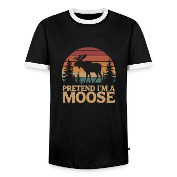 Amour humoristique pour l’orignal - T-shirt contrasté Homme - noir/blanc - Devant - AI Model Female 172 light (172cm) & AI Model Male 178 light (178cm)