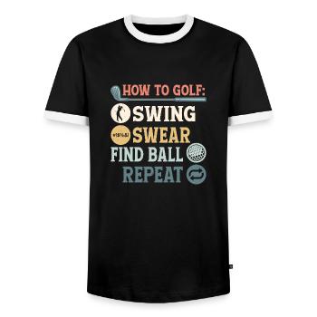 How To Golf: 1.Swing 2.Swear 3.Find Ball Golfer Ho - Männer Kontrast-T-Shirt - Schwarz/Weiß - Vorne - AI Model Female 172 light (172cm) & AI Model Male 178 light (178cm)