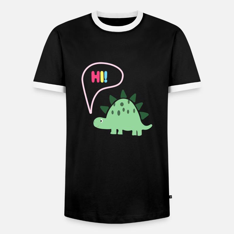 Hi Dino - Geschenkidee - Kindermode - Männer Kontrast-T-Shirt - Schwarz/Weiß