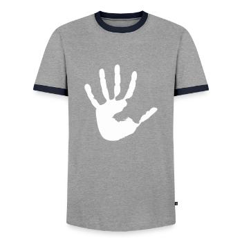 hand - Männer Kontrast-T-Shirt - Grau/Navy  - Vorne - AI Model Female 172 light (172cm) & AI Model Male 178 light (178cm)