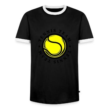 Tennis Team Sport - Männer Kontrast-T-Shirt - Schwarz/Weiß - Vorne - AI Model Female 172 light (172cm) & AI Model Male 178 light (178cm)