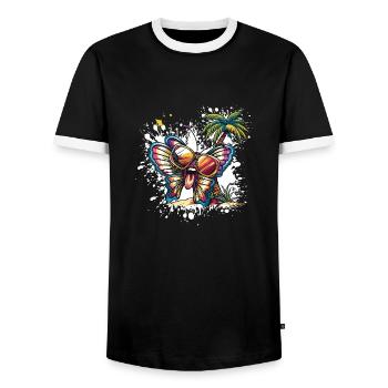 Vacances d’été papillon - T-shirt contrasté Homme - noir/blanc - Devant - AI Model Female 172 light (172cm) & AI Model Male 178 light (178cm)