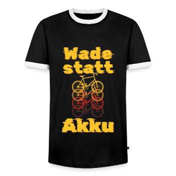 Wade statt Akku lustiger Spruch Fahrradfahrer - Männer Kontrast-T-Shirt - Schwarz/Weiß - Vorne - AI Model Female 172 light (172cm) & AI Model Male 178 light (178cm)