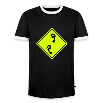 Avertissement pieds nus - 2 Vector Couleur - T-shirt contrasté Homme - noir/blanc - Devant - AI Model Female 172 light (172cm) & AI Model Male 178 light (178cm)