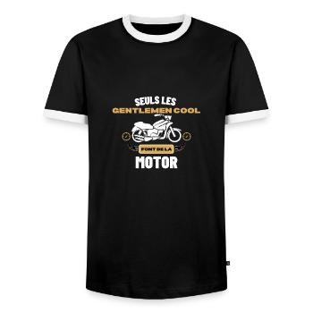 Cadeaux pour les motards Quad, Stunt, Moto, Vélo - T-shirt contrasté Homme - noir/blanc - Devant - AI Model Female 172 light (172cm) & AI Model Male 178 light (178cm)