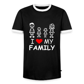 J’aime ma famille - T-shirt contrasté Homme - noir/blanc - Devant - AI Model Female 172 light (172cm) & AI Model Male 178 light (178cm)