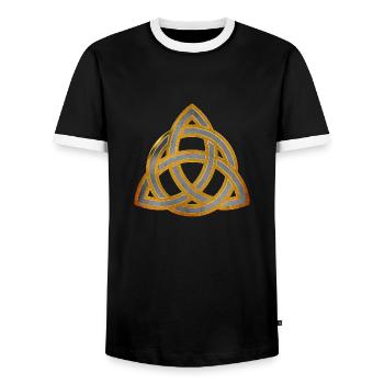 Noeud celtique 3 - or antique d'argent - T-shirt contrasté Homme - noir/blanc - Devant - AI Model Female 172 light (172cm) & AI Model Male 178 light (178cm)