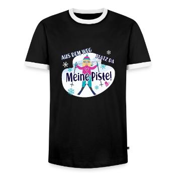 Skifahrer Ski Outfit Skisport Spruch Skiäuferin - Männer Kontrast-T-Shirt - Schwarz/Weiß - Vorne - AI Model Female 172 light (172cm) & AI Model Male 178 light (178cm)