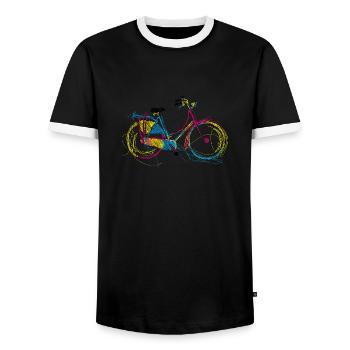 Fahrrad - Männer Kontrast-T-Shirt - Schwarz/Weiß - Vorne - AI Model Female 172 light (172cm) & AI Model Male 178 light (178cm)