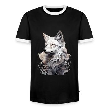 Polar fox - Men's Ringer Shirt - black/white - Front - AI Model Female 172 light (172cm) & AI Model Male 178 light (178cm)