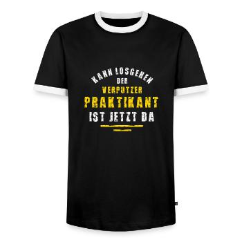 Verputzer Praktikant Verputzerei Praktikum - Männer Kontrast-T-Shirt - Schwarz/Weiß - Vorne - AI Model Female 172 light (172cm) & AI Model Male 178 light (178cm)