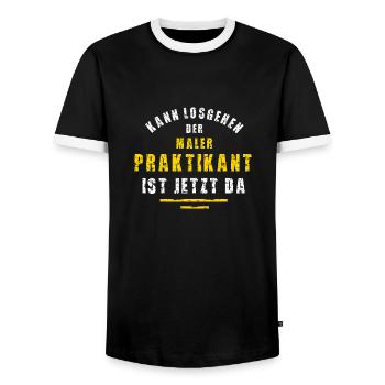 Maler Praktikant Malerei Praktikum Lackierer - Männer Kontrast-T-Shirt - Schwarz/Weiß - Vorne - AI Model Female 172 light (172cm) & AI Model Male 178 light (178cm)