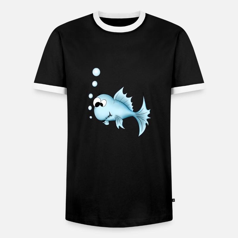 Fisch - Männer Kontrast-T-Shirt - Schwarz/Weiß