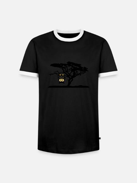 Owl Tree Hanging upside Different - Men's Ringer Shirt - black/white