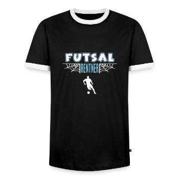 Futsal Futsaler Rentner Rente Ruhestand - Männer Kontrast-T-Shirt - Schwarz/Weiß - Vorne - AI Model Female 172 light (172cm) & AI Model Male 178 light (178cm)