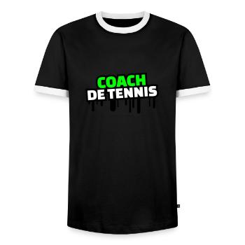 coach de tennis - T-shirt contrasté Homme - noir/blanc - Devant - AI Model Female 172 light (172cm) & AI Model Male 178 light (178cm)