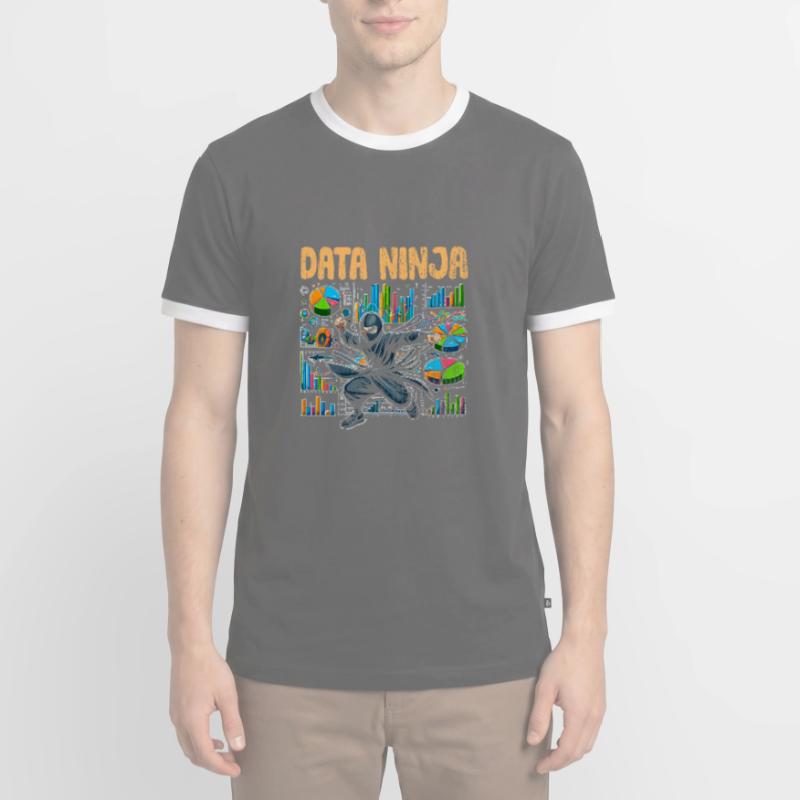 Data Ninja Retro Data Science Deep Learning pour T-shirt contrasté Homme