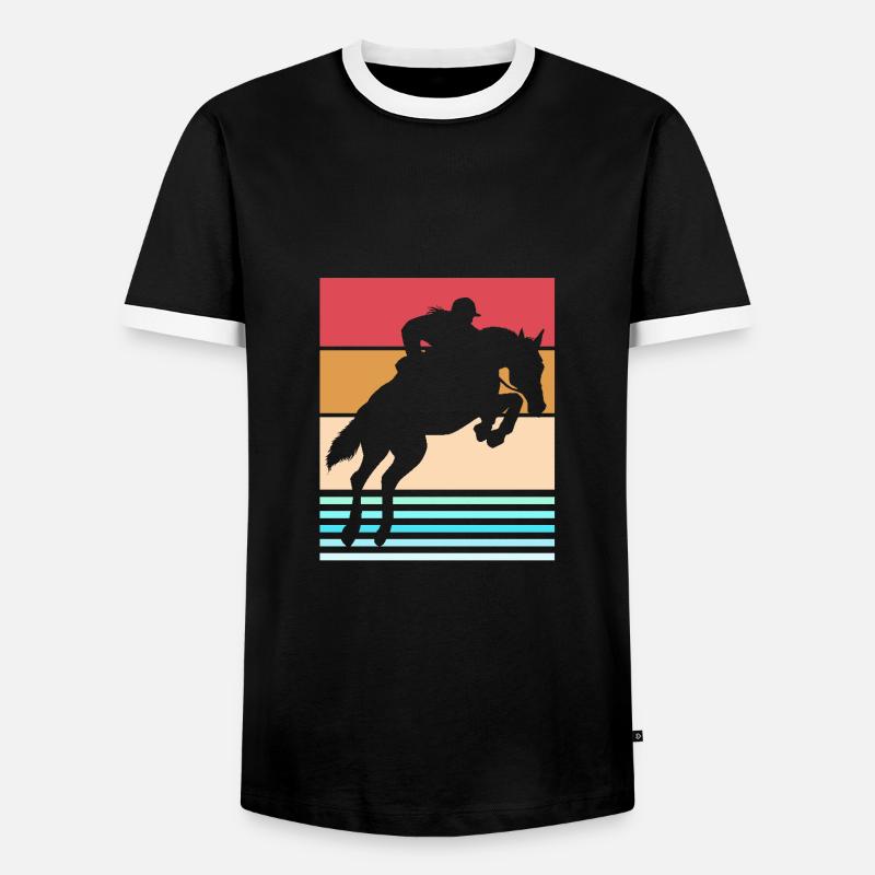 Springreiten Springpferd - Männer Kontrast-T-Shirt - Schwarz/Weiß