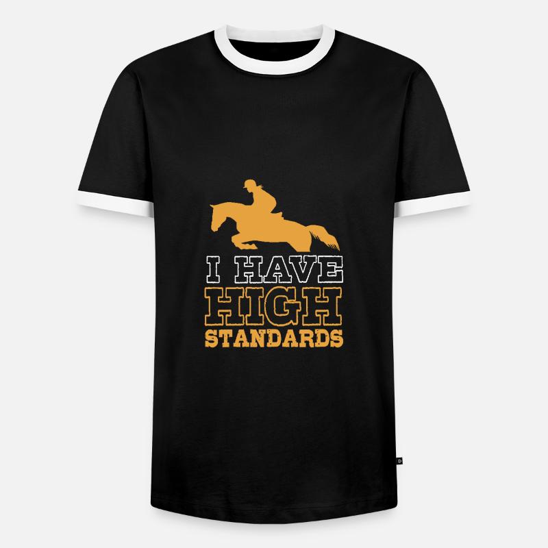 Springreiten Springpferd - Männer Kontrast-T-Shirt - Schwarz/Weiß