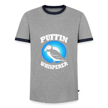 Papageientaucher Puffin - Männer Kontrast-T-Shirt - Grau/Navy  - Vorne - AI Model Female 172 light (172cm) & AI Model Male 178 light (178cm)