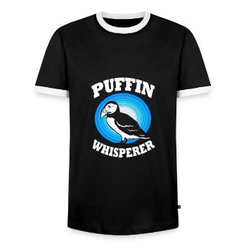 Papageientaucher Puffin - Männer Kontrast-T-Shirt - Schwarz/Weiß - Vorne - AI Model Female 172 light (172cm) & AI Model Male 178 light (178cm)