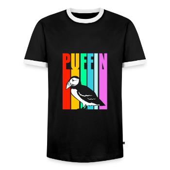 Papageientaucher Puffin - Männer Kontrast-T-Shirt - Schwarz/Weiß - Vorne - AI Model Female 172 light (172cm) & AI Model Male 178 light (178cm)
