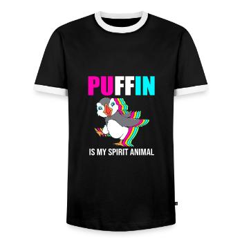 Papageientaucher Puffin - Männer Kontrast-T-Shirt - Schwarz/Weiß - Vorne - AI Model Female 172 light (172cm) & AI Model Male 178 light (178cm)