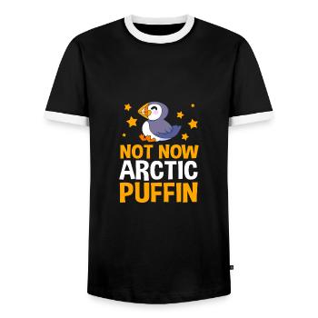 Papageientaucher Puffin - Männer Kontrast-T-Shirt - Schwarz/Weiß - Vorne - AI Model Female 172 light (172cm) & AI Model Male 178 light (178cm)