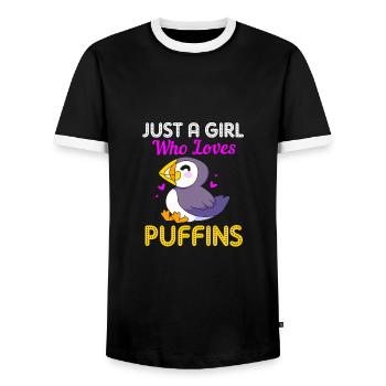 Papageientaucher Puffin - Männer Kontrast-T-Shirt - Schwarz/Weiß - Vorne - AI Model Female 172 light (172cm) & AI Model Male 178 light (178cm)